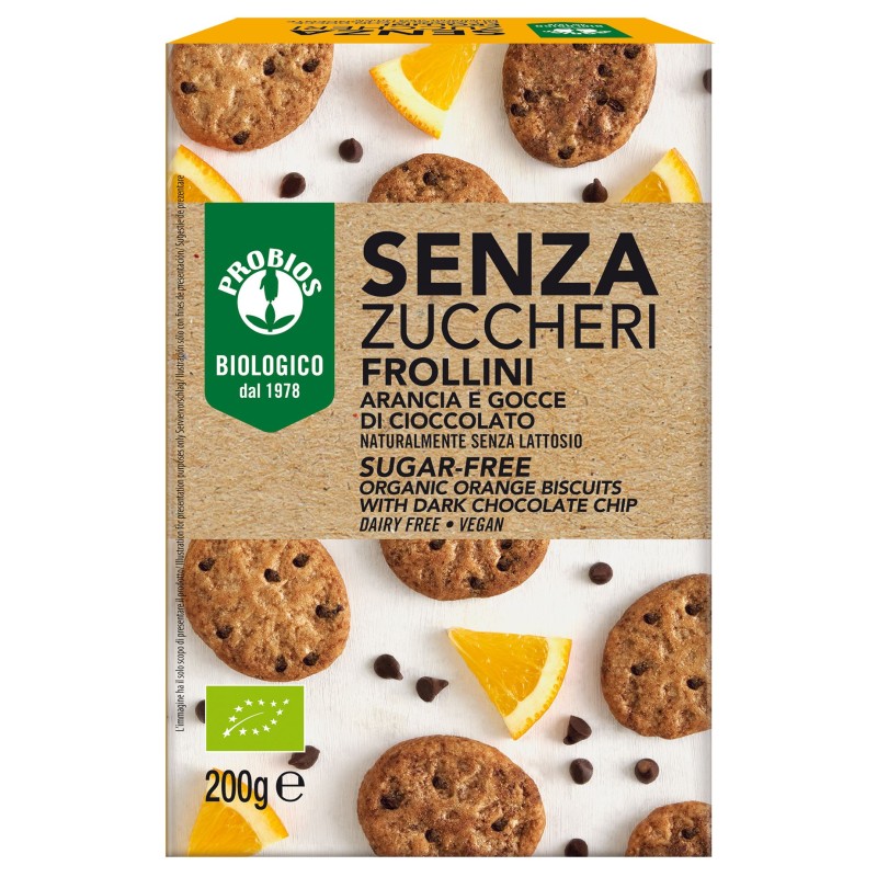 ECO Biscuiti cu bucati de ciocolata si portocale, fara zahar, 200g