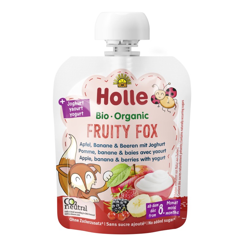 ECO Fruity Fox - Piure de mere, banane si fructe de padure cu iaurt 85g