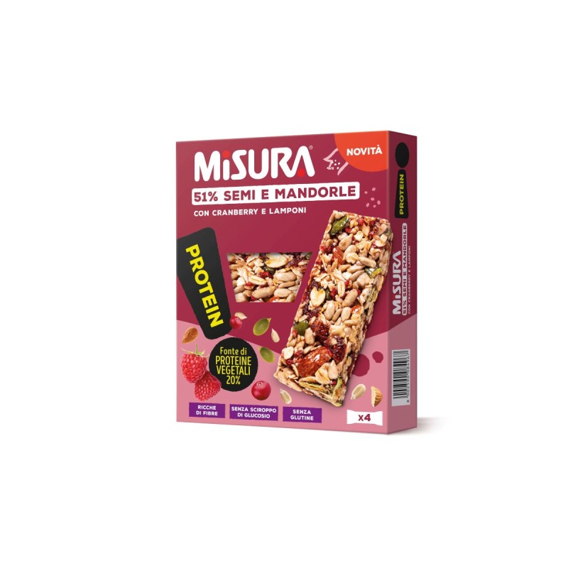 Misura baton cu seminte,migdale , merisoare , zmeura , cu proteina vegetala 120g