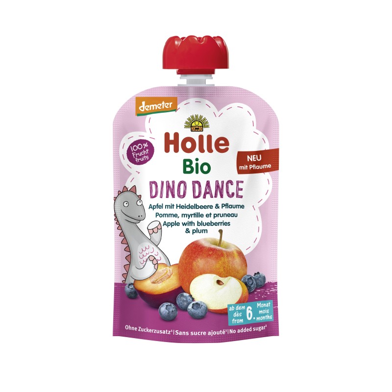 ECO Dino Dance - Piure de mere cu afine si prune 100g